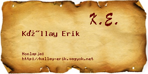Kállay Erik névjegykártya